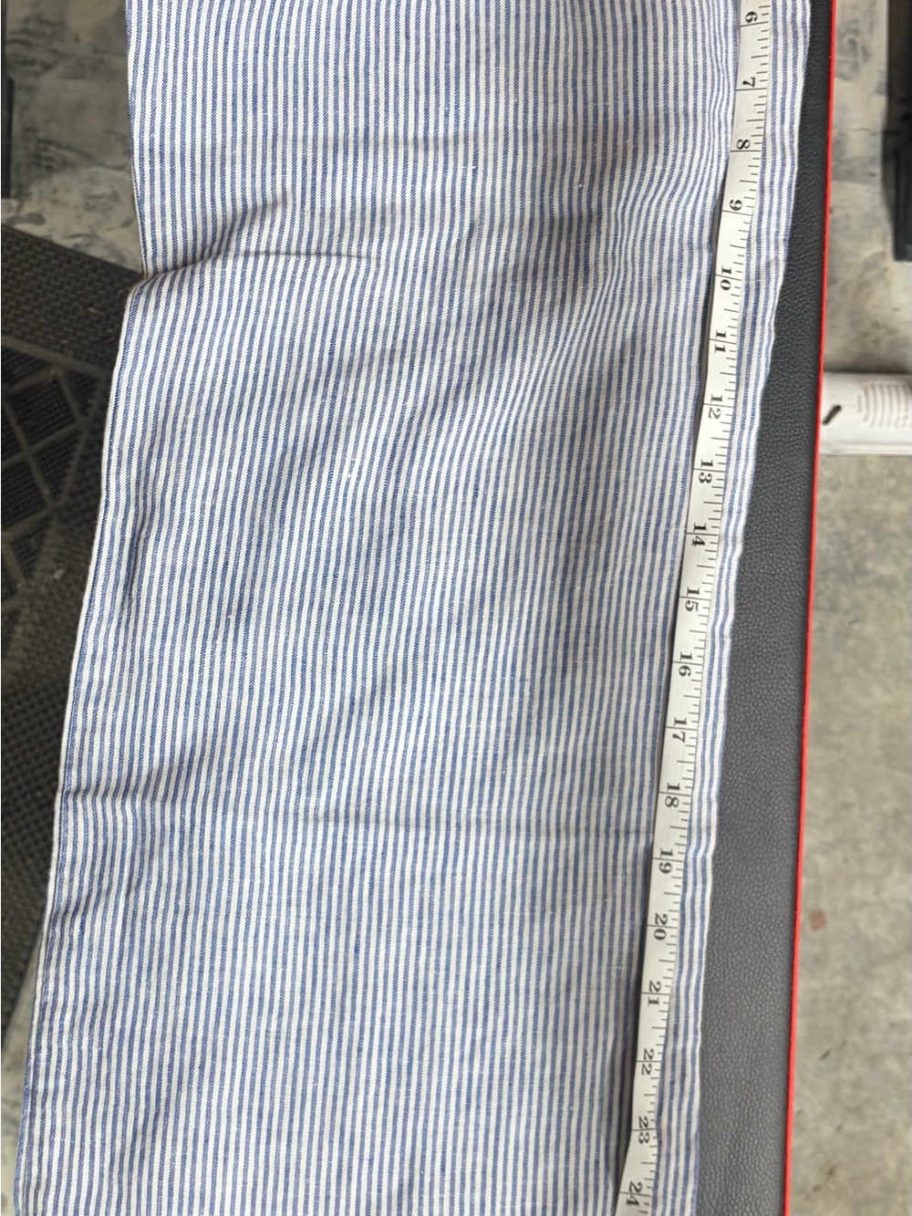 Chelsea & Theodore Blue and White Pinstripe Wide-Leg Pants - Picture 6 of 8